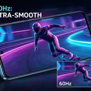 Realme Narzo 70 back and side profile view showing 50MP OIS camera module and stereo speakers, gaming phone design, Rs. 34,999 realme narzo 70 price in pakistan