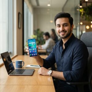 Vivo Y29 Pro held by Pakistani professional in office lifestyle photo 2026