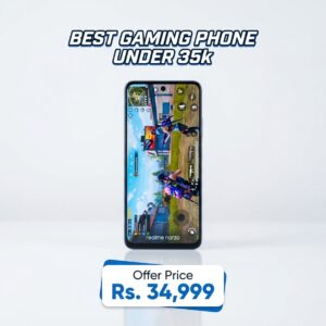 Realme Narzo 70 gaming smartphone with Rs. 34,999 price tag clearly visible, best gaming phone value, realme narzo 70 price in pakistan gaming value proposition