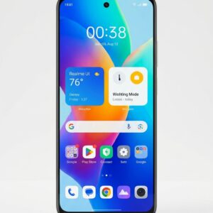 Alt Text: "Realme Note 60x smartphone frontally displayed showing 6.74 inch 90Hz HD+ display with colorful interface, Rs. 19,699 price in Pakistan" ← Perfect: includes all keywords, descriptive, natural