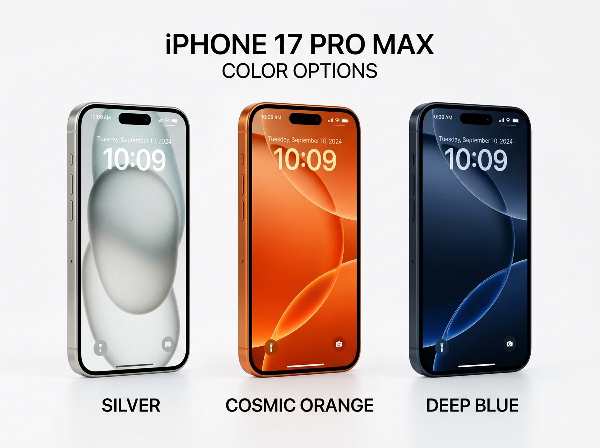iPhone 17 Pro Max colors Silver Cosmic Orange Deep Blue